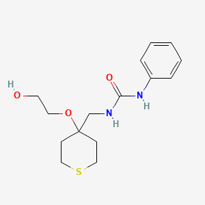 molecular formula C15H22N2O3S B2380621 1-((4-(2-hydroxyethoxy)tetrahydro-2H-thiopyran-4-yl)methyl)-3-phenylurea CAS No. 2309751-45-7