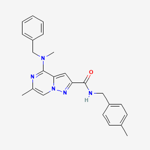 molecular formula C24H25N5O B2380623 4-[benzyl(methyl)amino]-6-methyl-N-(4-methylbenzyl)pyrazolo[1,5-a]pyrazine-2-carboxamide CAS No. 1775365-22-4