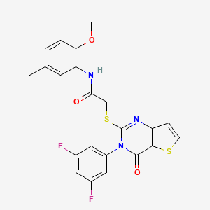molecular formula C22H17F2N3O3S2 B2380636 2-{[3-(3,5-difluorophenyl)-4-oxo-3,4-dihydrothieno[3,2-d]pyrimidin-2-yl]sulfanyl}-N-(2-methoxy-5-methylphenyl)acetamide CAS No. 1260911-94-1