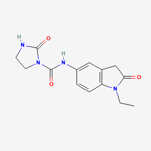 molecular formula C14H16N4O3 B2380637 N-(1-乙基-2-氧代吲哚啉-5-基)-2-氧代咪唑烷-1-甲酰胺 CAS No. 1448047-87-7