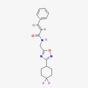 molecular formula C18H19F2N3O2 B2380642 N-((3-(4,4-difluorocyclohexyl)-1,2,4-oxadiazol-5-yl)methyl)cinnamamide CAS No. 2034887-89-1