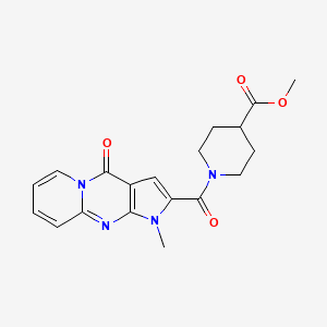molecular formula C19H20N4O4 B2380644 Methyl 1-[(1-methyl-4-oxo-1,4-dihydropyrido[1,2-a]pyrrolo[2,3-d]pyrimidin-2-yl)carbonyl]piperidine-4-carboxylate CAS No. 863614-58-8