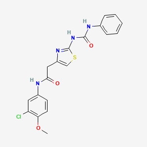 molecular formula C19H17ClN4O3S B2380646 N-(3-chloro-4-methoxyphenyl)-2-(2-(3-phenylureido)thiazol-4-yl)acetamide CAS No. 921468-77-1