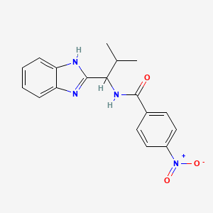 molecular formula C18H18N4O3 B2380647 N-[1-(1H-苯并咪唑-2-基)-2-甲基丙基]-4-硝基苯甲酰胺 CAS No. 852294-37-2