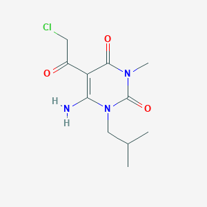 molecular formula C11H16ClN3O3 B2380651 6-Amino-5-(2-chloroacetyl)-3-methyl-1-(2-methylpropyl)-1,2,3,4-tetrahydropyrimidine-2,4-dione CAS No. 734535-44-5