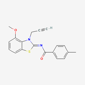 molecular formula C19H16N2O2S B2380658 N-(4-甲氧基-3-丙-2-炔基-1,3-苯并噻唑-2-亚甲基)-4-甲基苯甲酰胺 CAS No. 868376-81-2