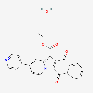 molecular formula C24H18N2O5 B2380665 Ethyl 6,11-dioxo-2-(pyridin-4-yl)-6,11-dihydrobenzo[f]pyrido[1,2-a]indole-12-carboxylate hydrate CAS No. 1177452-75-3