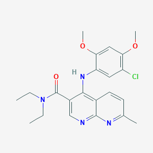 molecular formula C22H25ClN4O3 B2380670 4-((5-chloro-2,4-dimethoxyphenyl)amino)-N,N-diethyl-7-methyl-1,8-naphthyridine-3-carboxamide CAS No. 1251571-84-2