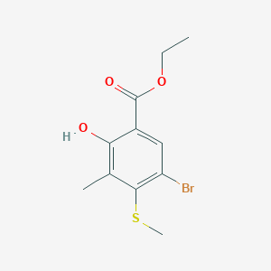 molecular formula C11H13BrO3S B2380673 Ethyl 5-bromo-2-hydroxy-3-methyl-4-(methylsulfanyl)benzenecarboxylate CAS No. 328288-87-5
