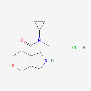 molecular formula C12H21ClN2O2 B2380674 N-Cyclopropyl-N-methyl-2,3,3a,4,6,7-hexahydro-1H-pyrano[3,4-c]pyrrole-7a-carboxamide;hydrochloride CAS No. 2241129-11-1