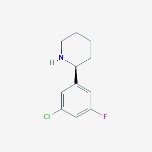 molecular formula C11H13ClFN B2380675 (2S)-2-(5-氯-3-氟苯基)哌嗪 CAS No. 1212955-17-3
