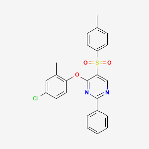 molecular formula C24H19ClN2O3S B2380679 4-(4-Chloro-2-methylphenoxy)-2-phenyl-5-pyrimidinyl 4-methylphenyl sulfone CAS No. 478247-32-4