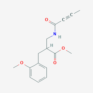 molecular formula C16H19NO4 B2380682 Methyl 2-[(but-2-ynoylamino)methyl]-3-(2-methoxyphenyl)propanoate CAS No. 1825653-57-3