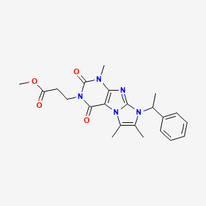 molecular formula C22H25N5O4 B2380686 3-[1,6,7-三甲基-2,4-二氧代-8-(苯乙基)-1,3,5-三氢-4-咪唑并[1,2-h]嘌呤-3-基]丙酸甲酯 CAS No. 919012-18-3