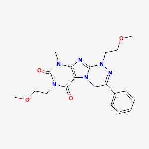 molecular formula C20H24N6O4 B2380691 1,7-bis(2-methoxyethyl)-9-methyl-3-phenyl-7,9-dihydro-[1,2,4]triazino[3,4-f]purine-6,8(1H,4H)-dione CAS No. 898449-08-6