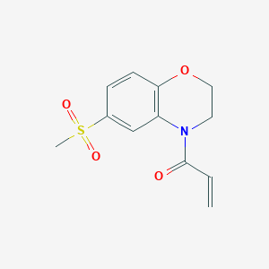 molecular formula C12H13NO4S B2380698 1-(6-Methylsulfonyl-2,3-dihydro-1,4-benzoxazin-4-yl)prop-2-en-1-one CAS No. 2193367-04-1