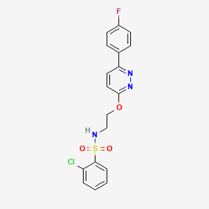 molecular formula C18H15ClFN3O3S B2380705 2-氯-N-(2-((6-(4-氟苯基)哒嗪-3-基)氧基)乙基)苯磺酰胺 CAS No. 920194-00-9