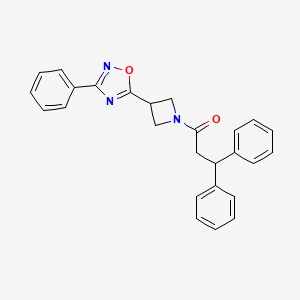 molecular formula C26H23N3O2 B2380707 3,3-二苯基-1-[3-(3-苯基-1,2,4-恶二唑-5-基)氮杂环丁-1-基]丙烷-1-酮 CAS No. 1251629-60-3