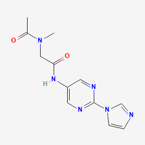 molecular formula C12H14N6O2 B2380708 N-(2-(1H-imidazol-1-yl)pyrimidin-5-yl)-2-(N-methylacetamido)acetamide CAS No. 1421523-77-4