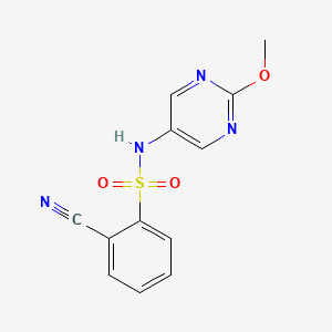 molecular formula C12H10N4O3S B2380710 2-cyano-N-(2-methoxypyrimidin-5-yl)benzenesulfonamide CAS No. 2320642-37-1