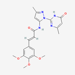 molecular formula C21H23N5O5 B2380715 (E)-N-(3-methyl-1-(4-methyl-6-oxo-1,6-dihydropyrimidin-2-yl)-1H-pyrazol-5-yl)-3-(3,4,5-trimethoxyphenyl)acrylamide CAS No. 1019106-27-4