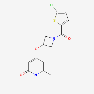 molecular formula C15H15ClN2O3S B2380729 4-((1-(5-chlorothiophene-2-carbonyl)azetidin-3-yl)oxy)-1,6-dimethylpyridin-2(1H)-one CAS No. 2034310-23-9