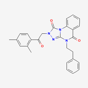 molecular formula C27H24N4O3 B2380730 2-(2-(2,4-二甲基苯基)-2-氧代乙基)-4-苯乙基-[1,2,4]三唑并[4,3-a]喹唑啉-1,5(2H,4H)-二酮 CAS No. 1357823-44-9