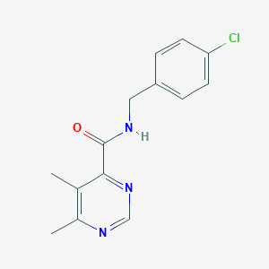 molecular formula C14H14ClN3O B2380738 N-[(4-Chlorophenyl)methyl]-5,6-dimethylpyrimidine-4-carboxamide CAS No. 2380068-54-0