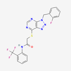 molecular formula C20H14F4N6OS B2380739 2-((3-(2-fluorobenzyl)-3H-[1,2,3]triazolo[4,5-d]pyrimidin-7-yl)thio)-N-(2-(trifluoromethyl)phenyl)acetamide CAS No. 863458-71-3