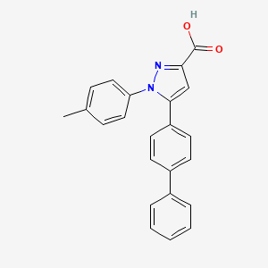molecular formula C23H18N2O2 B2380742 1-(4-methylphenyl)-5-(4-phenylphenyl)-1H-pyrazole-3-carboxylic acid CAS No. 955972-89-1