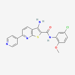 molecular formula C20H15ClN4O2S B2380743 3-氨基-N-(5-氯-2-甲氧基苯基)-6-(吡啶-4-基)噻吩并[2,3-b]吡啶-2-甲酰胺 CAS No. 445267-38-9