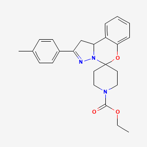 molecular formula C24H27N3O3 B2380744 Ethyl 2-(p-tolyl)-1,10b-dihydrospiro[benzo[e]pyrazolo[1,5-c][1,3]oxazine-5,4'-piperidine]-1'-carboxylate CAS No. 899983-47-2