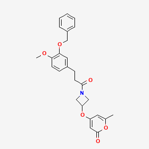 molecular formula C26H27NO6 B2380753 4-((1-(3-(3-(benzyloxy)-4-methoxyphenyl)propanoyl)azetidin-3-yl)oxy)-6-methyl-2H-pyran-2-one CAS No. 1795300-15-0