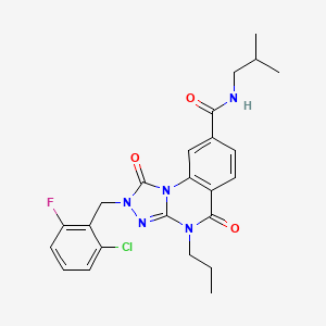 molecular formula C24H25ClFN5O3 B2380767 2-(2-氯-6-氟苄基)-N-异丁基-1,5-二氧代-4-丙基-1,2,4,5-四氢-[1,2,4]三唑并[4,3-a]喹唑啉-8-甲酰胺 CAS No. 1105247-51-5
