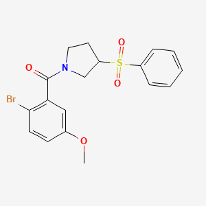 molecular formula C18H18BrNO4S B2380770 (2-溴-5-甲氧基苯基)(3-(苯磺酰基)吡咯烷-1-基)甲苯酮 CAS No. 1448077-95-9
