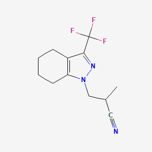 molecular formula C12H14F3N3 B2380771 2-methyl-3-[3-(trifluoromethyl)-4,5,6,7-tetrahydro-1H-indazol-1-yl]propanenitrile CAS No. 937601-70-2