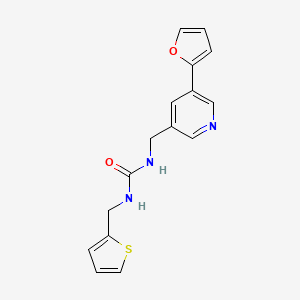 molecular formula C16H15N3O2S B2380789 1-((5-(Furan-2-yl)pyridin-3-yl)methyl)-3-(thiophen-2-ylmethyl)urea CAS No. 2034306-81-3