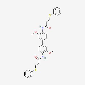 molecular formula C32H32N2O4S2 B2380803 N-[2-甲氧基-4-[3-甲氧基-4-(3-苯硫基丙酰氨基)苯基]苯基]-3-苯硫基丙酰胺 CAS No. 477545-24-7
