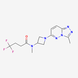 molecular formula C14H17F3N6O B2380809 4,4,4-三氟-N-甲基-N-(1-(3-甲基-[1,2,4]三唑并[4,3-b]哒嗪-6-基)氮杂环丁-3-基)丁酰胺 CAS No. 2309708-81-2