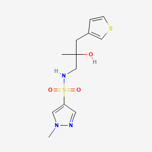molecular formula C12H17N3O3S2 B2380810 2-hydroxy-2-methyl-S-(1-methyl-1H-pyrazol-4-yl)-3-(thiophen-3-yl)propane-1-sulfonamido CAS No. 2097894-98-7