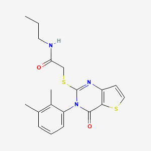 molecular formula C19H21N3O2S2 B2380813 2-{[3-(2,3-dimethylphenyl)-4-oxo-3,4-dihydrothieno[3,2-d]pyrimidin-2-yl]sulfanyl}-N-propylacetamide CAS No. 1291839-18-3
