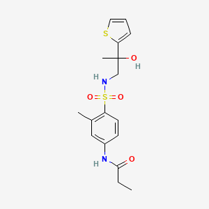 molecular formula C17H22N2O4S2 B2380814 N-(4-(N-(2-hydroxy-2-(thiophen-2-yl)propyl)sulfamoyl)-3-methylphenyl)propionamide CAS No. 1448035-35-5