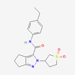 molecular formula C19H23N3O3S B2380818 2-(1,1-二氧化四氢噻吩-3-基)-N-(4-乙基苯基)-2,4,5,6-四氢环戊[c]吡唑-3-甲酰胺 CAS No. 2320381-68-6