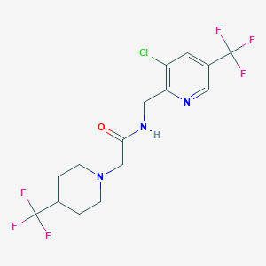 molecular formula C15H16ClF6N3O B2380825 N-({[3-chloro-5-(trifluoromethyl)pyridin-2-yl]methyl}-2-[4-(trifluoromethyl)piperidin-1-yl]acetamide CAS No. 2085690-47-5