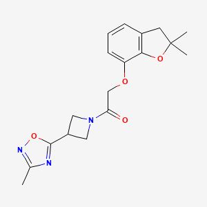 molecular formula C18H21N3O4 B2380832 2-((2,2-Dimethyl-2,3-dihydrobenzofuran-7-yl)oxy)-1-(3-(3-methyl-1,2,4-oxadiazol-5-yl)azetidin-1-yl)ethanone CAS No. 1286718-66-8
