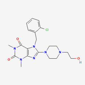 molecular formula C20H25ClN6O3 B2380833 7-(2-chlorobenzyl)-8-(4-(2-hydroxyethyl)piperazin-1-yl)-1,3-dimethyl-1H-purine-2,6(3H,7H)-dione CAS No. 377055-11-3