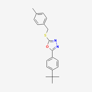 molecular formula C20H22N2OS B2380840 2-[4-(Tert-butyl)phenyl]-5-[(4-methylbenzyl)sulfanyl]-1,3,4-oxadiazole CAS No. 477862-09-2