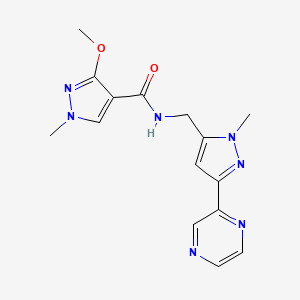 molecular formula C15H17N7O2 B2380849 3-methoxy-1-methyl-N-((1-methyl-3-(pyrazin-2-yl)-1H-pyrazol-5-yl)methyl)-1H-pyrazole-4-carboxamide CAS No. 2034456-95-4
