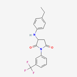 molecular formula C19H17F3N2O2 B2380855 3-((4-Ethylphenyl)amino)-1-(3-(trifluoromethyl)phenyl)pyrrolidine-2,5-dione CAS No. 1009770-22-2