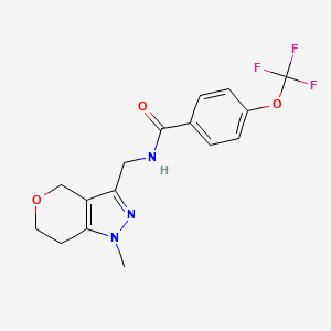 molecular formula C16H16F3N3O3 B2380859 N-((1-methyl-1,4,6,7-tetrahydropyrano[4,3-c]pyrazol-3-yl)methyl)-4-(trifluoromethoxy)benzamide CAS No. 1797824-00-0